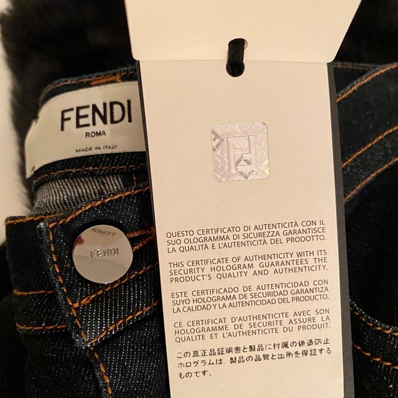 NWT FENDI RARE LTD RUNWAY DK DENIM/BLCK LAMB MONSTER JEANS - Picture 12 of 14